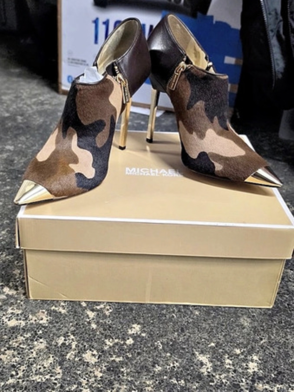 Michael Kors Zady Duffle Printed Camo Haircalf Bootie Camo Haircalf Booties US 8